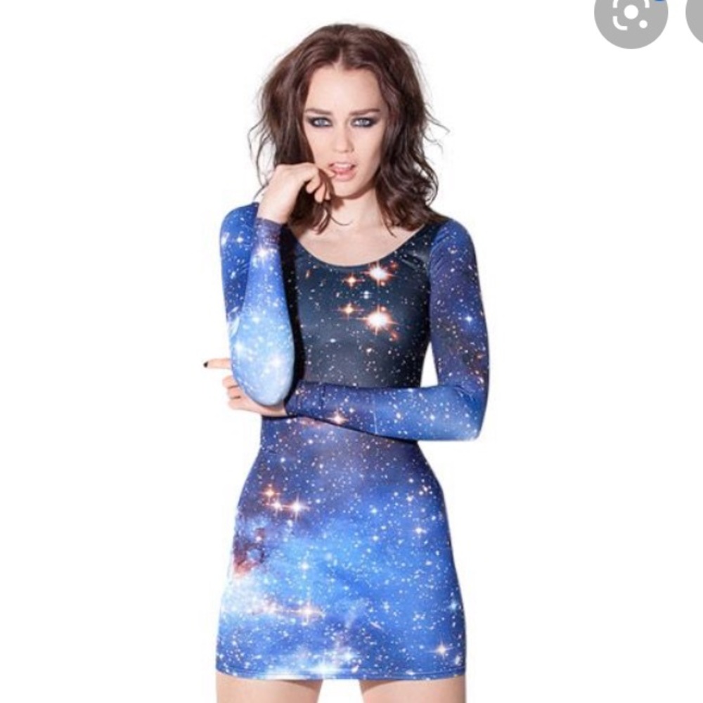 Black Milk Galaxy Blue Long Sleeve Dress